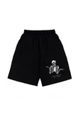 Eylm Samurai Cat Spaghetti Baskılı Siyah Unisex Penye Şort