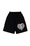 Eysa Heart Rib Baskılı Siyah Unisex Penye Şort