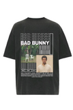 Bad Bunny Baskılı Yıkamalı Oversize T-Shirt