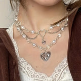 Retro Gothic Punk İnci Detaylı Kolye