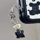 Siyah Kedi ve Balık Telefon Charmı