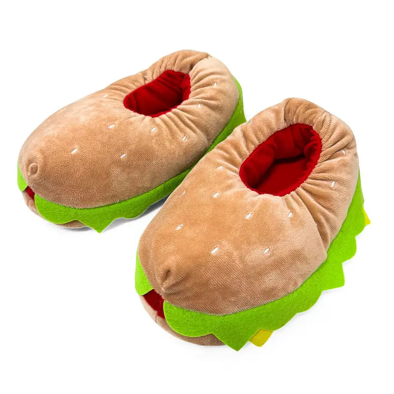 Sevimli Hamburger Tasarımlı Peluş Panduf