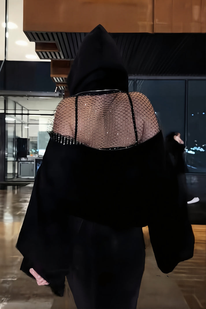 Glow Back Taşlı File Sweatshirt