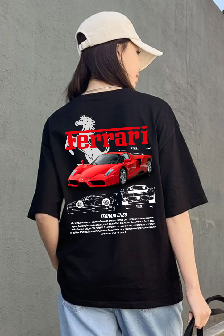 Ferrari & Mustang Retro Baskılı T-shirt