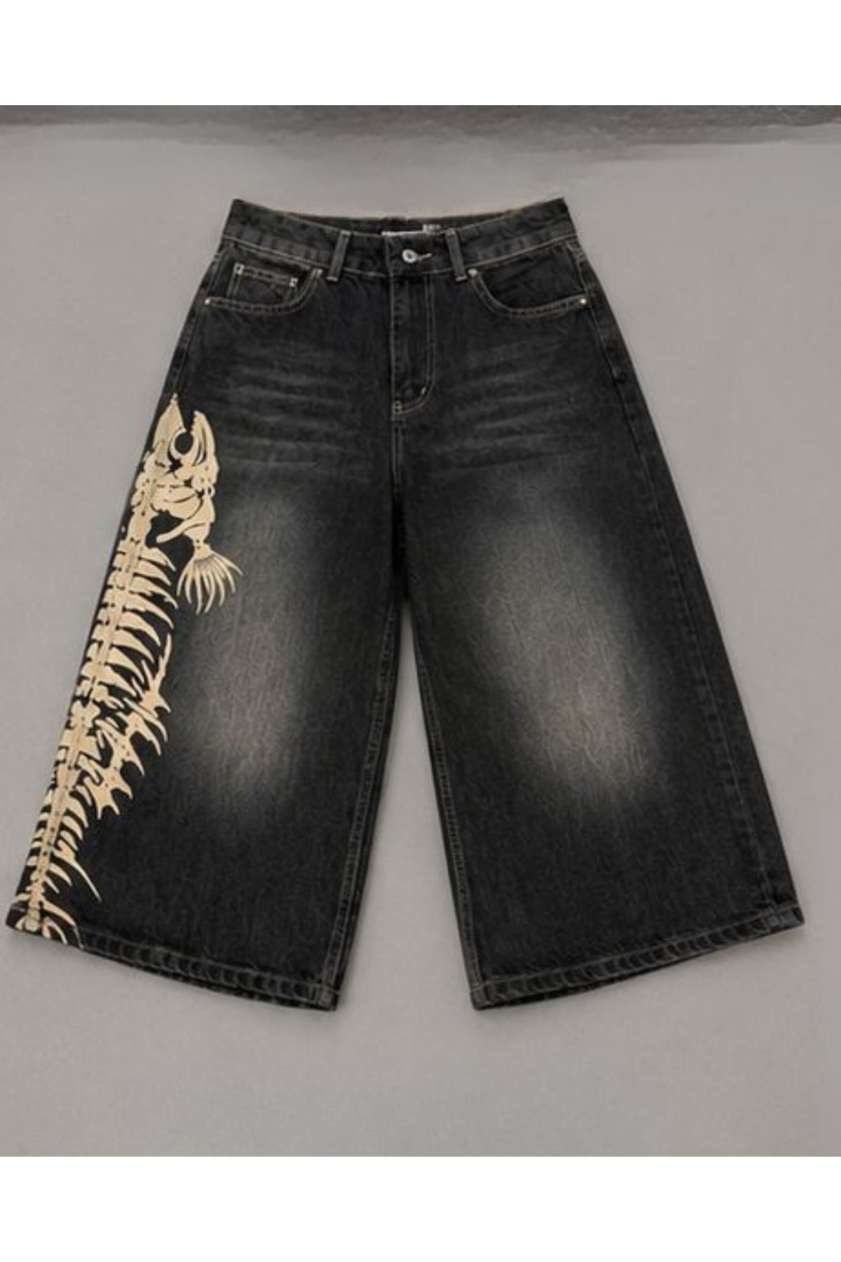 Fishbone Print Baskılı Harajuku Y2K Unisex Şort