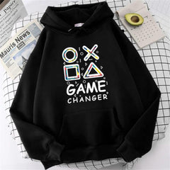 Game Changer Baskılı Siyah Unisex Oversize Kapüşonlu Sweatshirt