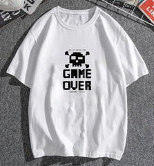 Game Over Beyaz Unisex Oversize T-shirt