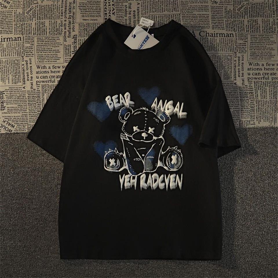 Gothic Bear Style Oversize Unisex Siyah T-Shirt