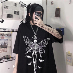 Gothic Clothes Angel Skull Unisex  Oversize T-Shirt