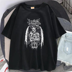 Gothic Devil Baskılı Siyah Unisex Oversize T-shirt