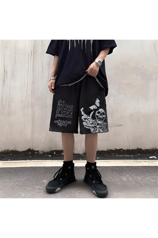 Gothic Harajuku Style Skull And Butterfly Unisex Şort