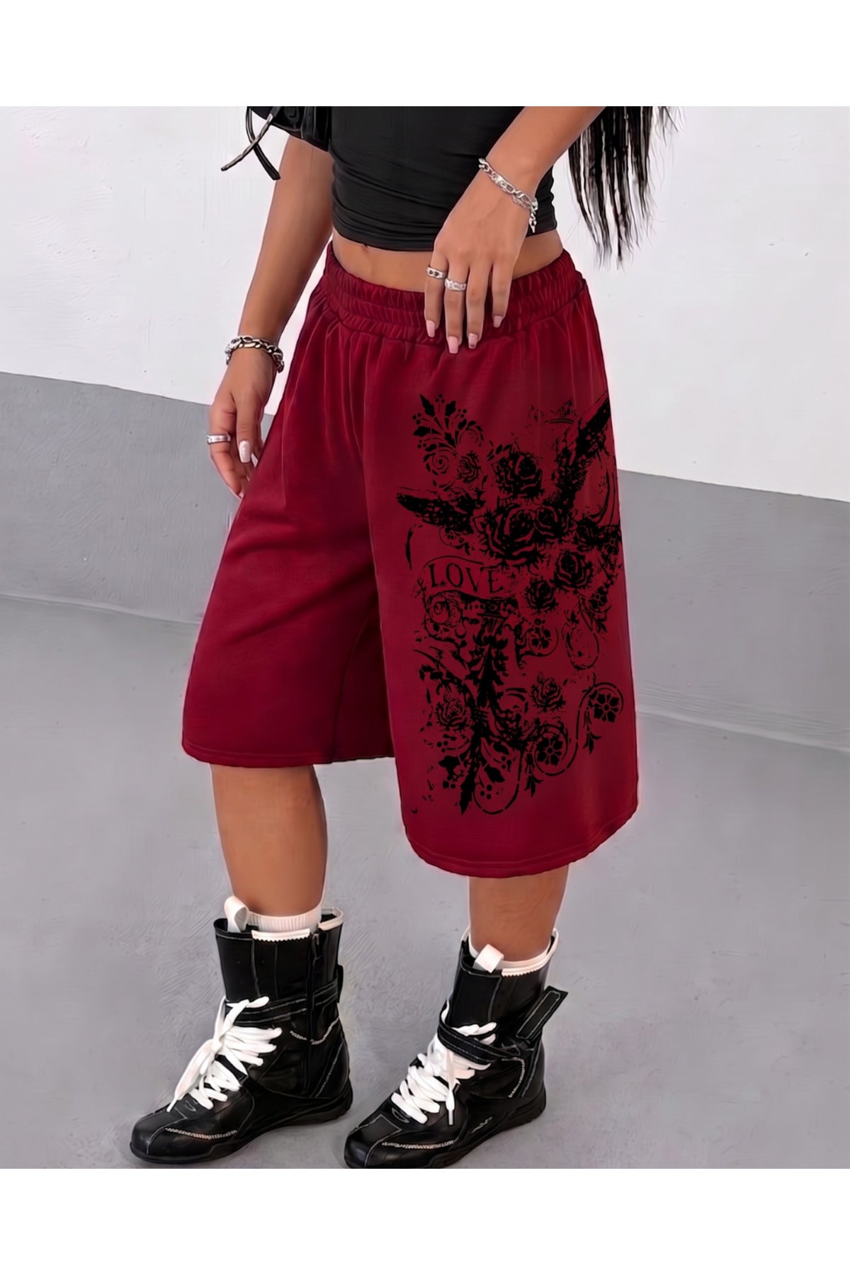 Gothic Love Unisex Baggy Cepsiz Oversize Bermuda Şort