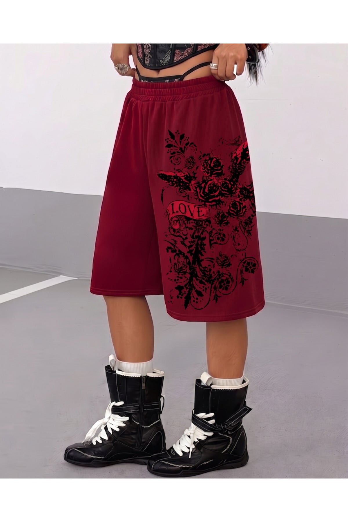 Gothic Love Unisex Baggy Cepsiz Oversize Bermuda Şort