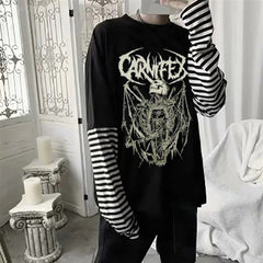 Gothic Oversize Carnifex The Script Siyah Uzun Kollu Unisex T-shirt