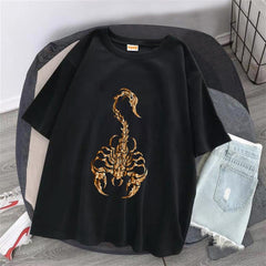 Gothic Scorpion Baskılı Siyah Unisex Oversize T-shirt