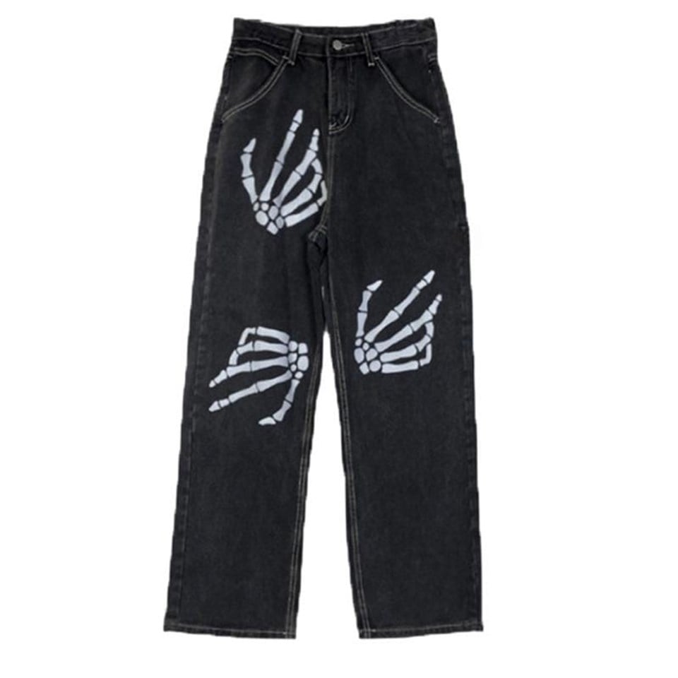 Gothic Skeleton Hand Baskılı Unisex Pantolon