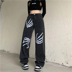 Gothic Skeleton Hand Baskılı Unisex Pantolon