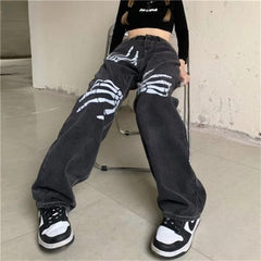 Gothic Skeleton Hand Baskılı Unisex Pantolon