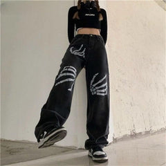 Gothic Skeleton Hand Baskılı Unisex Pantolon