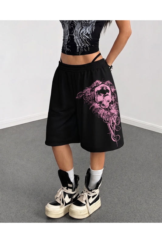 Gothic Skeleton Unisex Baggy Cepsiz Oversize Bermuda Şort