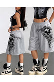 Gothic Skeleton Unisex Baggy Cepsiz Oversize Bermuda Şort