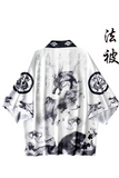 Black Dragon Design Red Black Detaylı Unisex Kimono