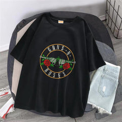 Guns N' Roses Baskılı Siyah Unisex Oversize T-shirt