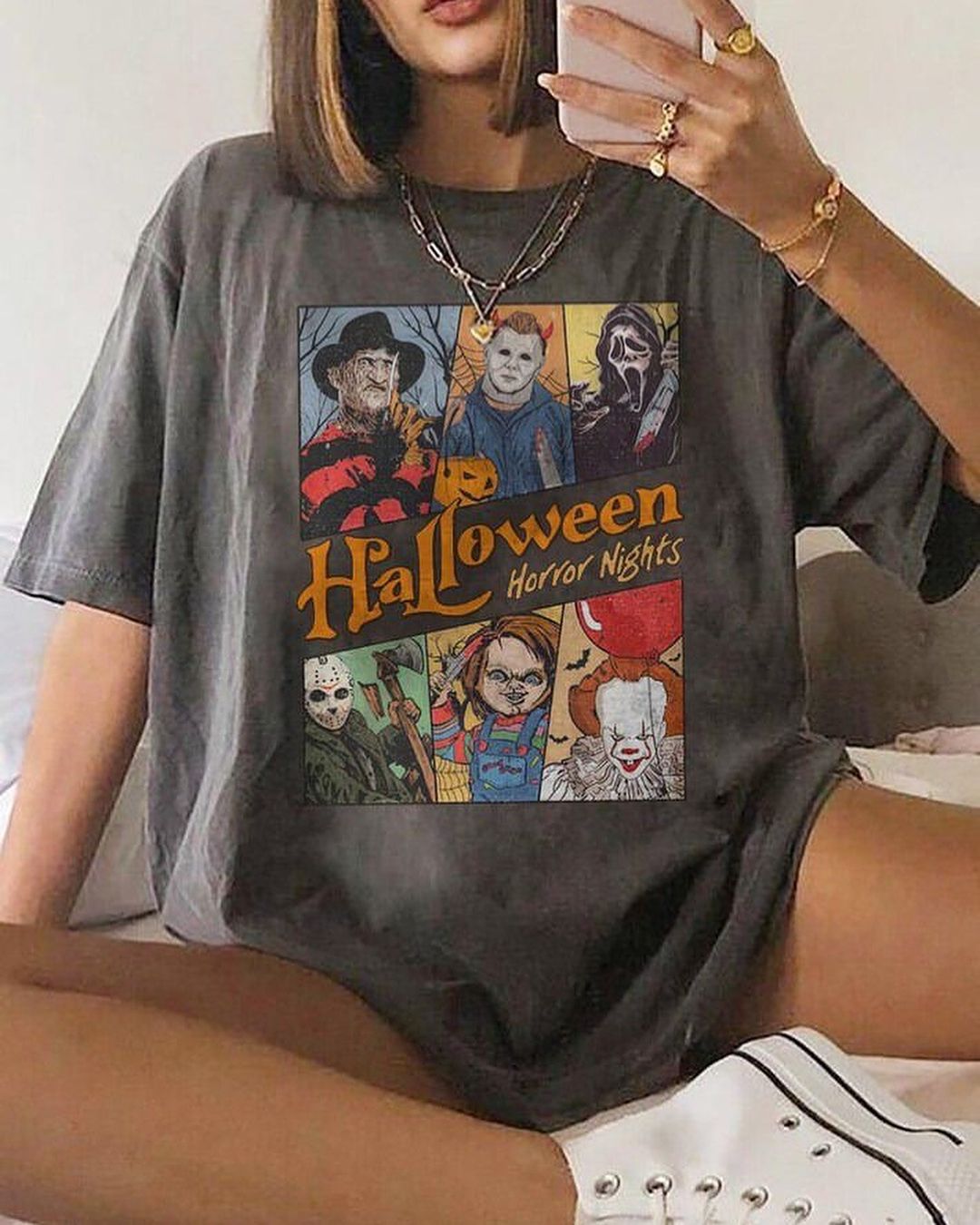 Halloween Detail Eskitme Vintage T-shirt