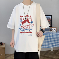 Happiness Cat Baskılı Oversize T-shirt