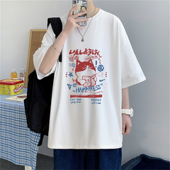 Happiness Cat Baskılı Oversize T-shirt