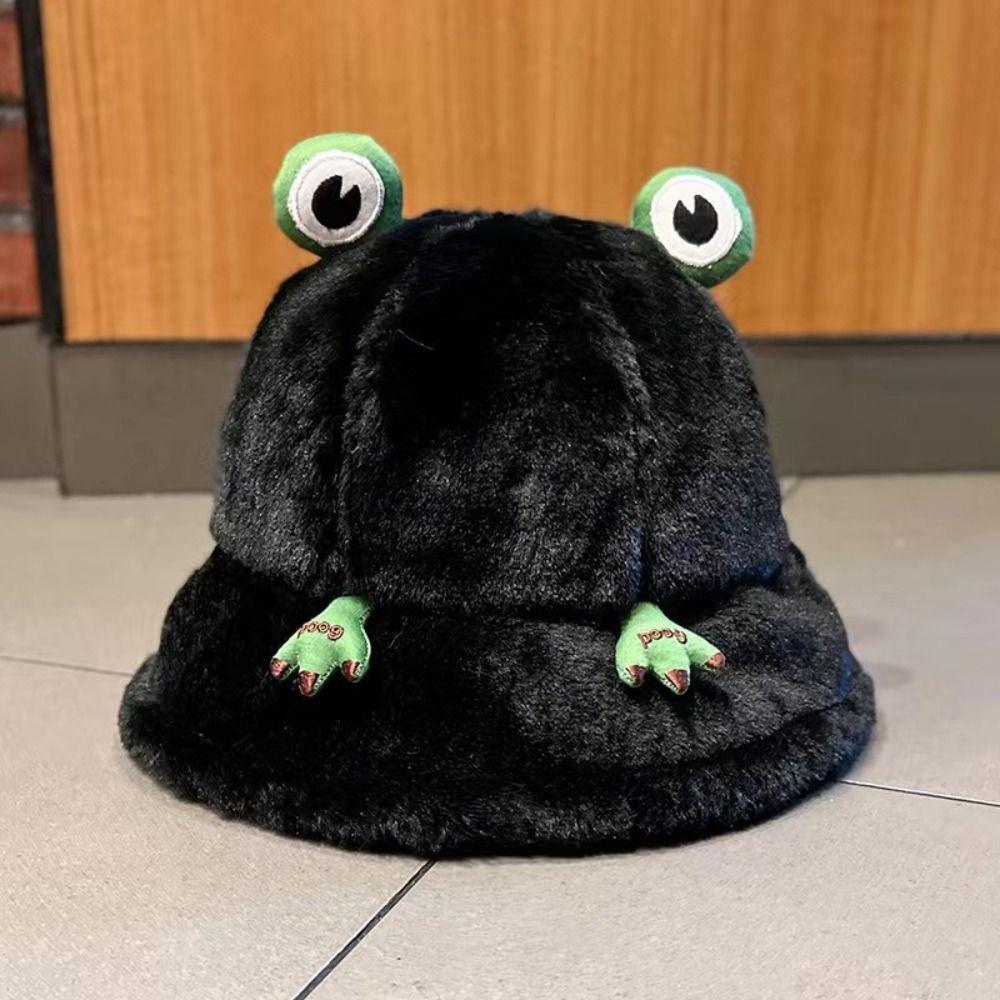 Harajuku Peluş Pamuklu Frog Bucket Şapka