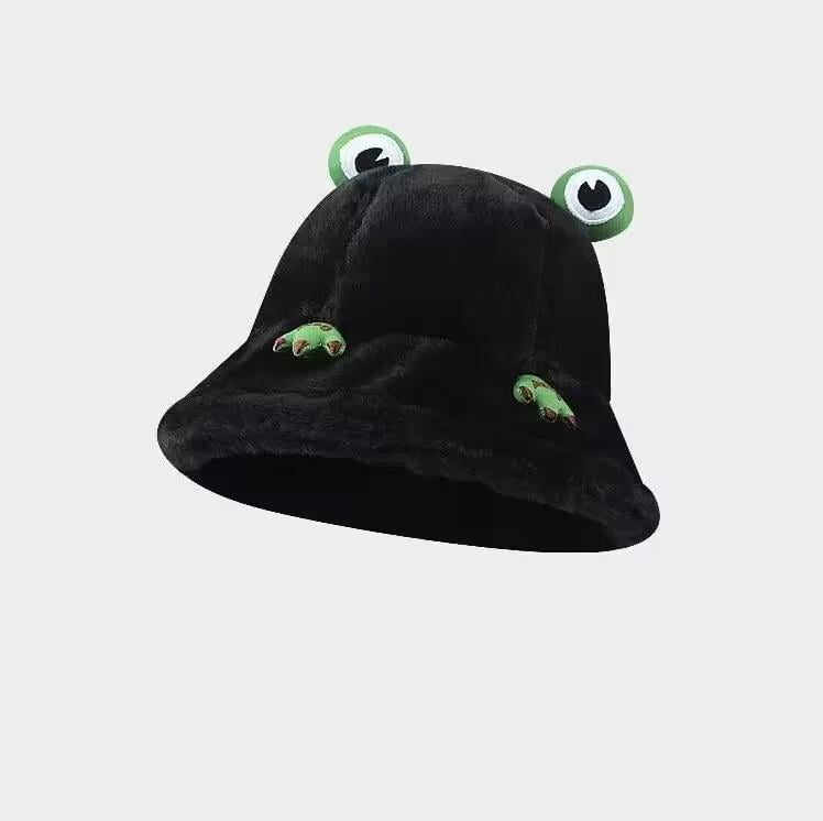 Harajuku Peluş Pamuklu Frog Bucket Şapka