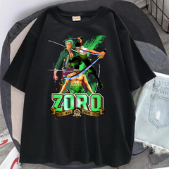 Harajuku Anime One Piece Zoro Siyah Oversize T-Shirt