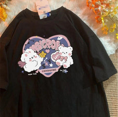 Harajuku Cute Siyah Unisex Oversize T-shirt