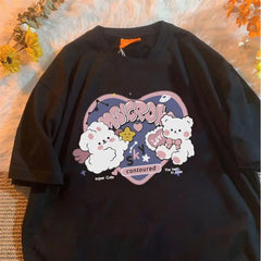 Harajuku Cute Siyah Unisex Oversize T-shirt