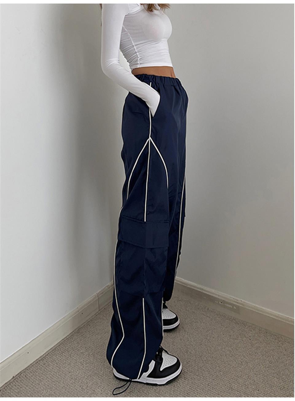 Harajuku Lines Detail Cargo Pocket Dark Navy Tracksuit Lacivert Eşofman Altı