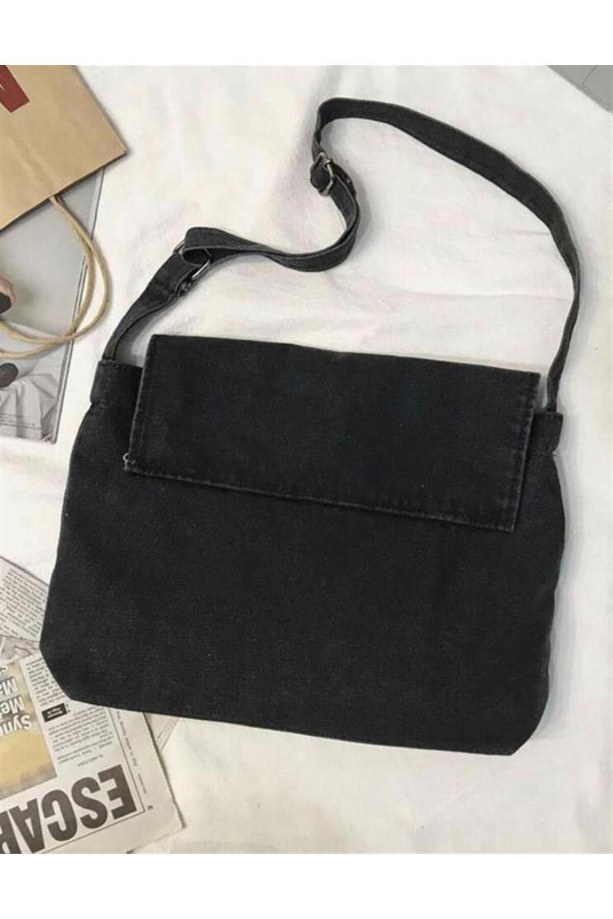 Harajuku Vintage Unisex Kot Gri Postacı Çantası