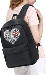 Heart Rib Baskılı Unisex Sırt Çantası