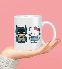 Hello Kittty & Batman Beyaz  Kupa Bardak