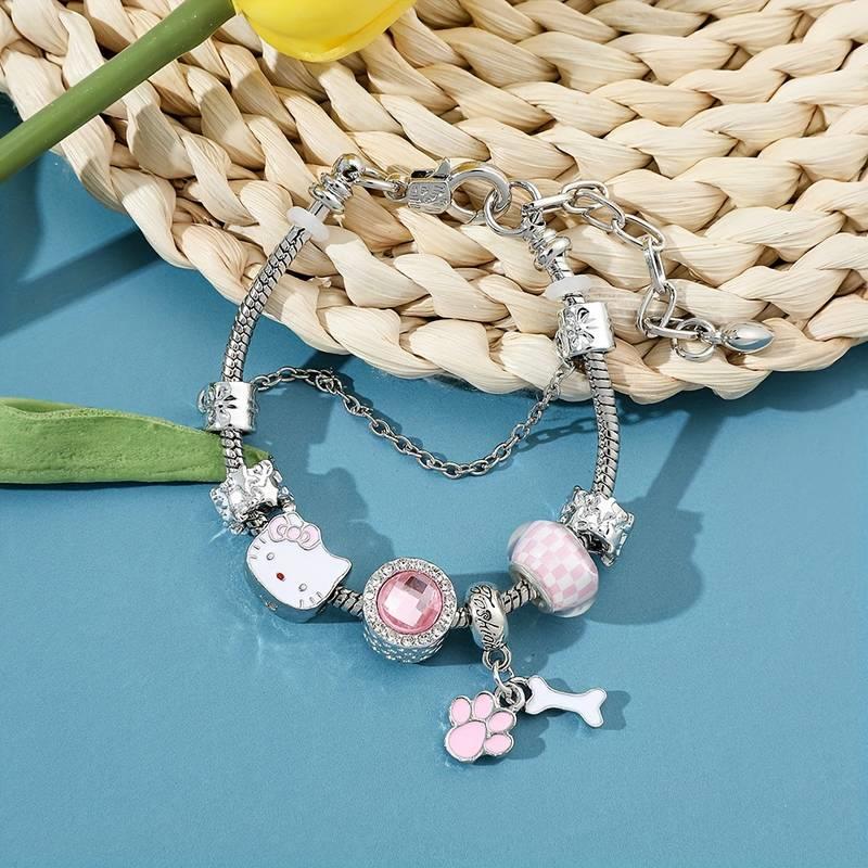 Hello Kitty Detaylı Zirkon Charm Bileklik