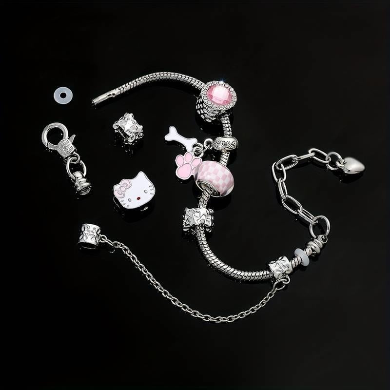 Hello Kitty Detaylı Zirkon Charm Bileklik