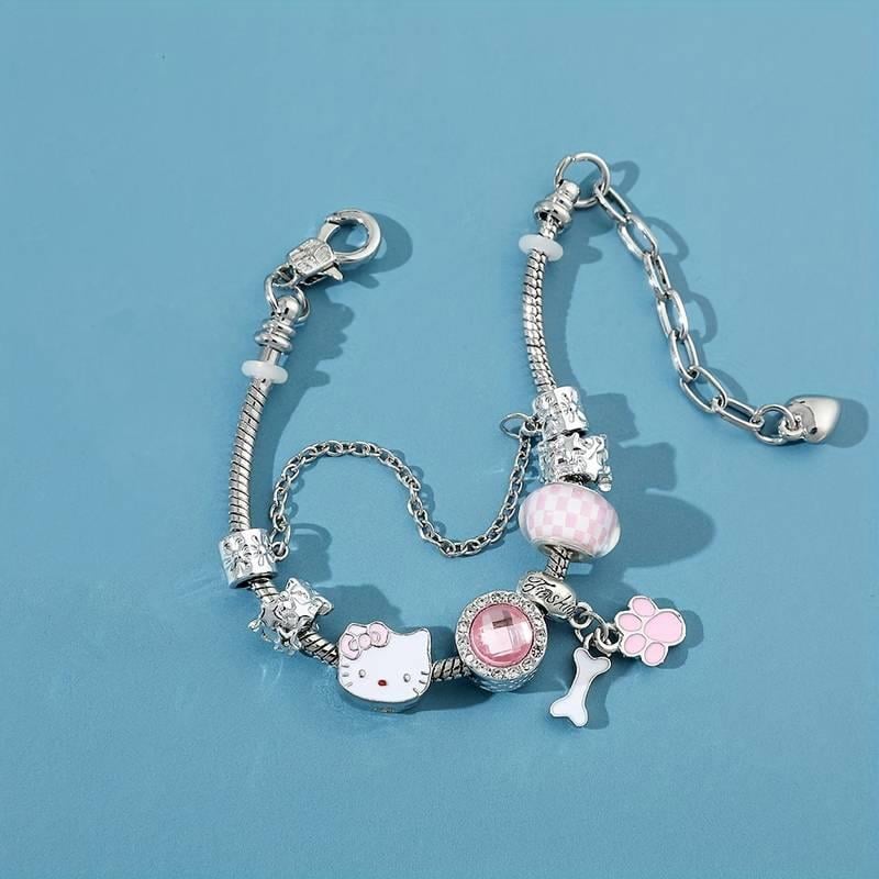 Hello Kitty Detaylı Zirkon Charm Bileklik