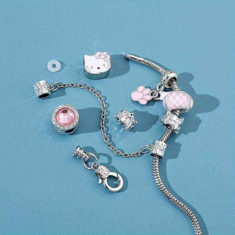 Hello Kitty Detaylı Zirkon Charm Bileklik