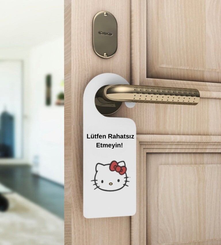 Hello Kitty Rahatsız Etme Kapı Askısı