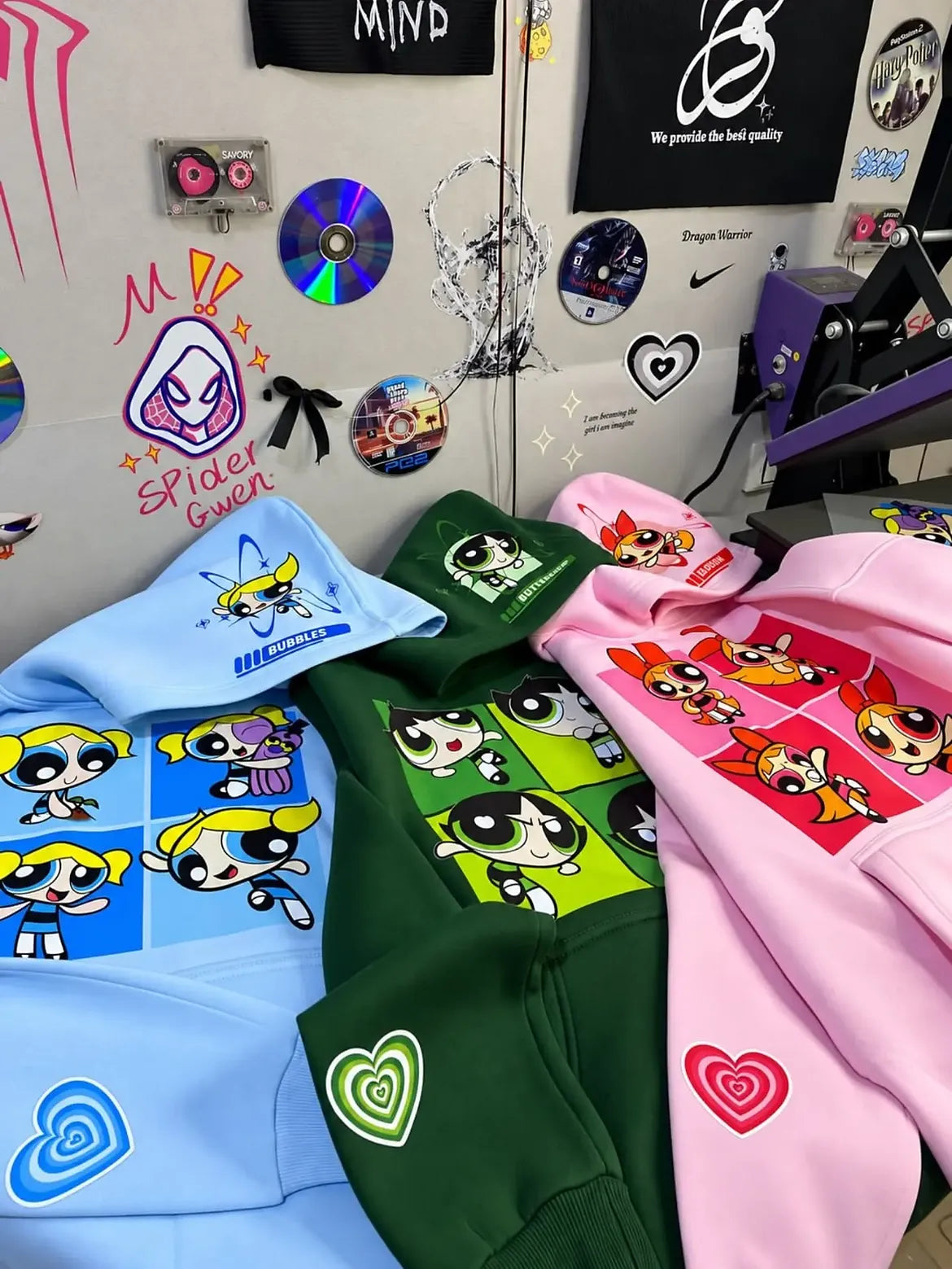 Powerpuff Girls Design Renkli Oversize Sweatshirt