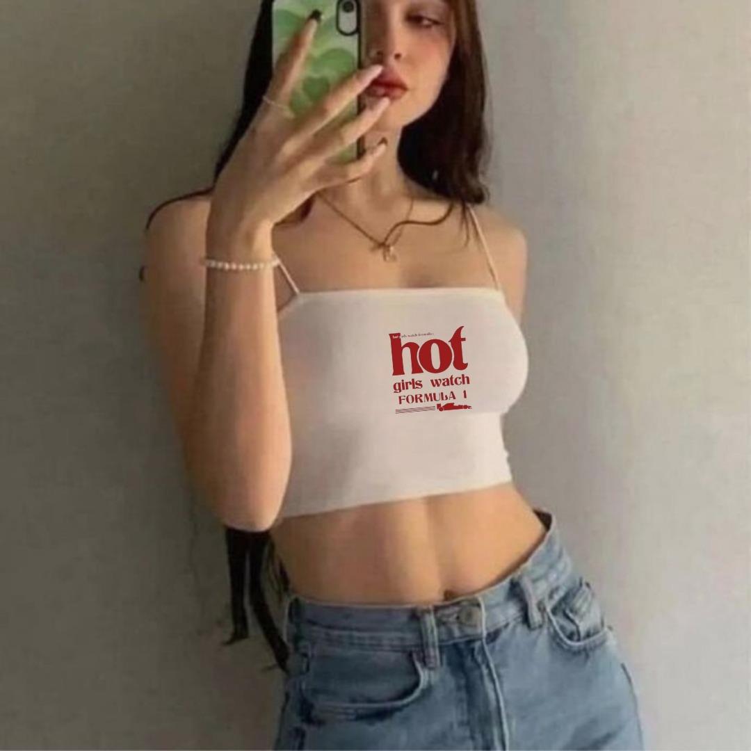 Hot Gril Beyaz Ip Askılı Büstiyer Crop