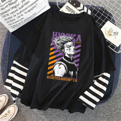 Hunter X Hunter - Hisoka Baskılı Fake Sleeves Unisex Siyah T-shirt