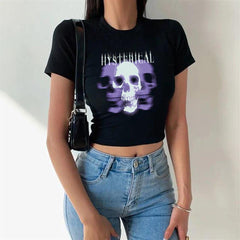 Hysterical Baskılı Siyah Crop