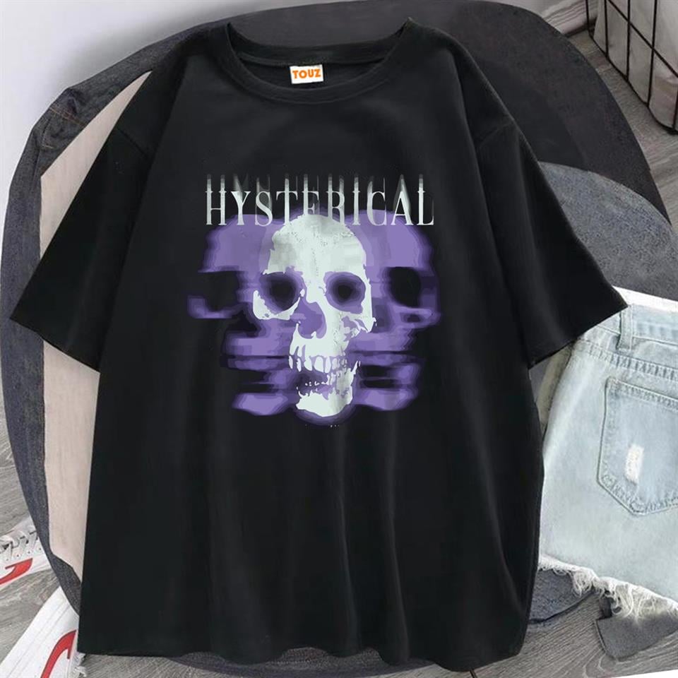 Hysterical Baskılı Siyah Unisex Oversize T-shirt