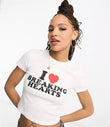 I Love Breaking Hearts Baskılı Beyaz Crop